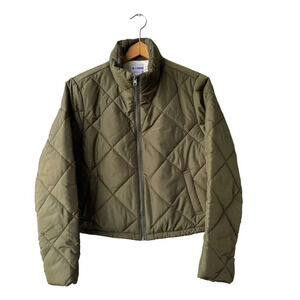 CI SONO Outerwear Crop Quilted Jacket Military Green Full Zip Long Sleeve Size M